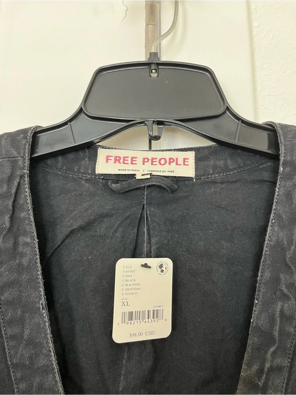 Free People Black Lightweight Tie-Front Shirt Jacket